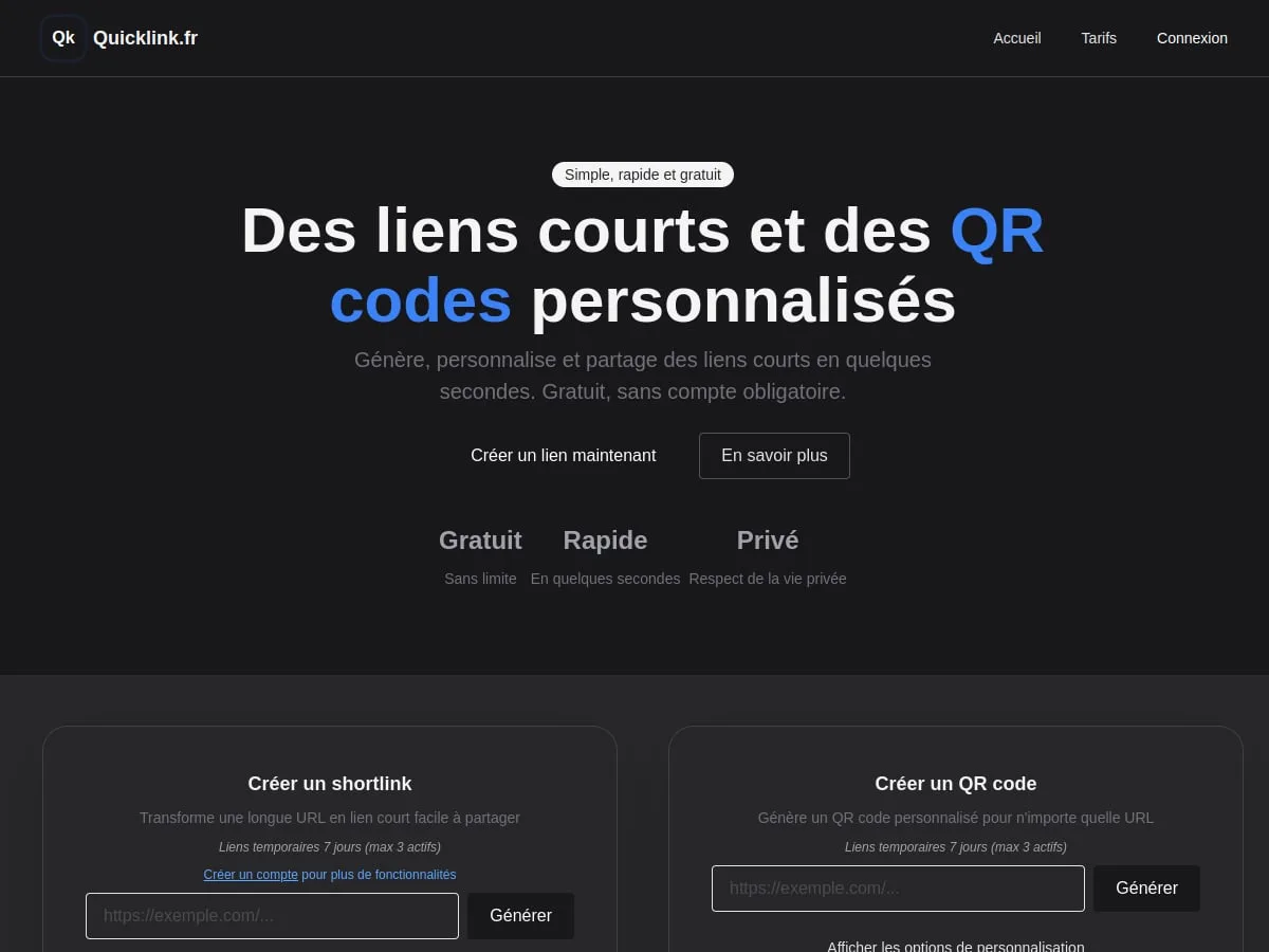 Aperçu du site Quicklink