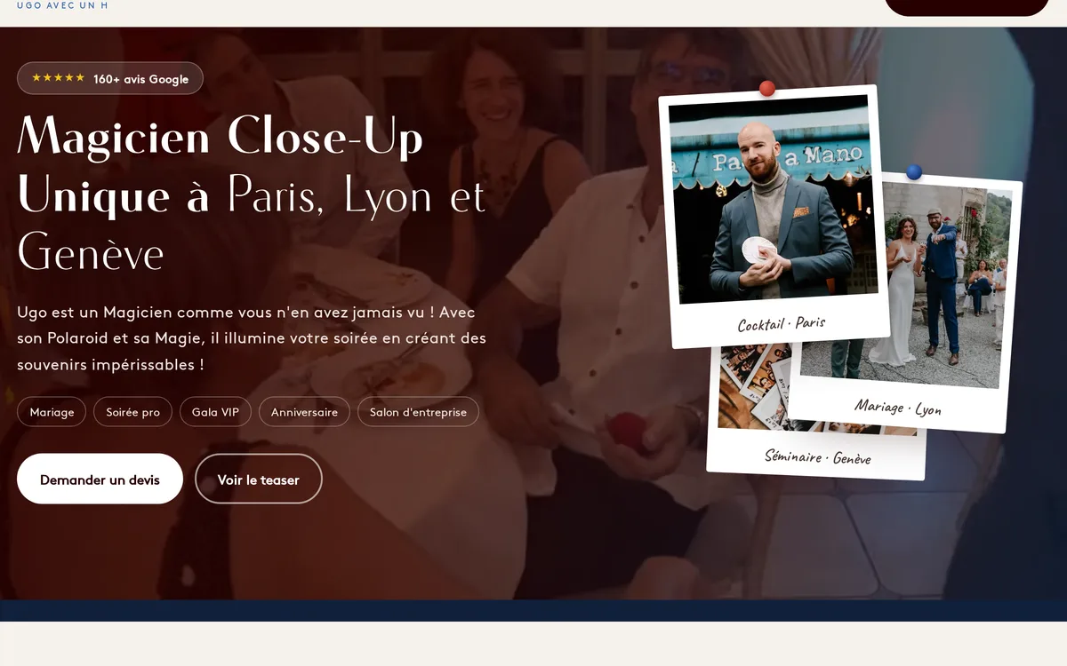 Aperçu du site Ugo avec un H